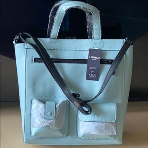 MARKS & SPENCER LIGHT BLUE LARGE CROSSBODY TOTE BAG